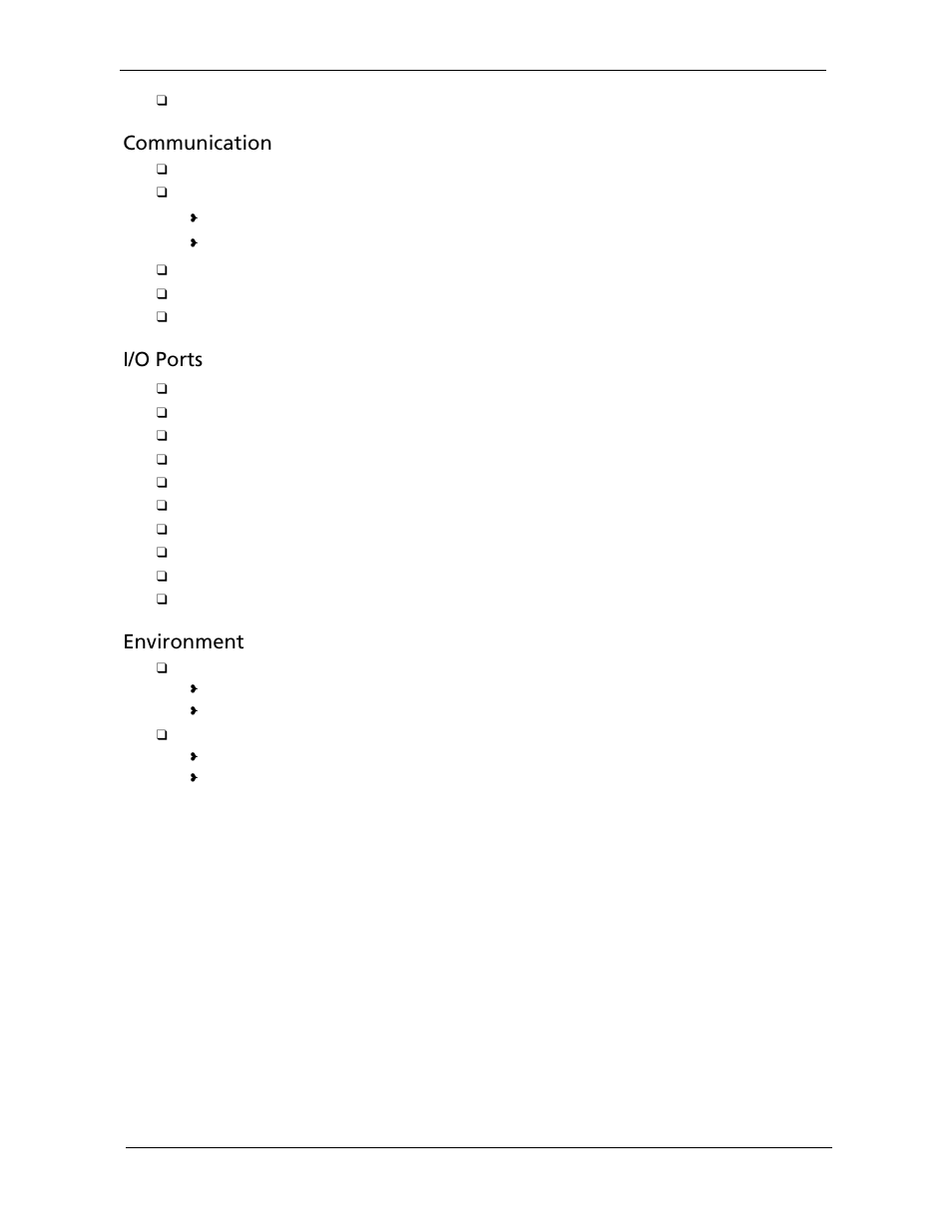 Communication, I/o ports, Environment | Acer 5730Z/5330 User Manual | Page 12 / 172