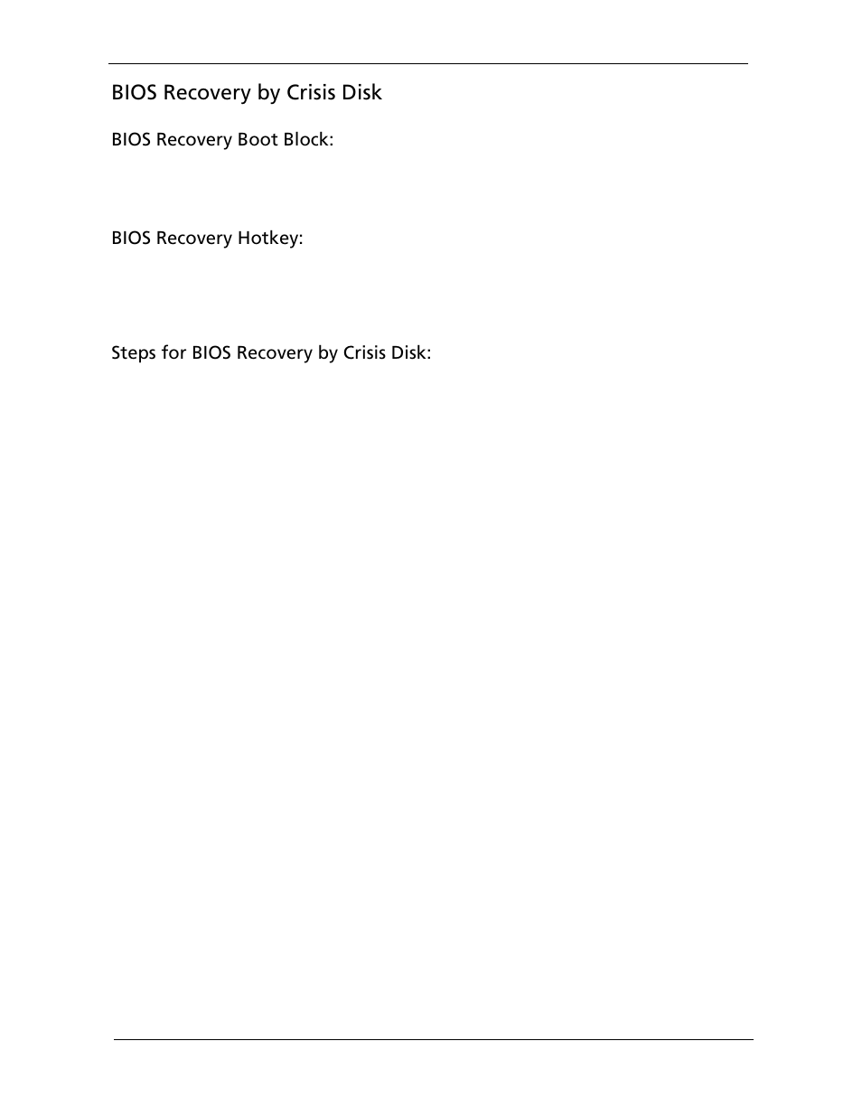 Bios recovery by crisis disk, Bios recovery boot block, Bios recovery hotkey | Steps for bios recovery by crisis disk | Acer 5730Z/5330 User Manual | Page 130 / 172