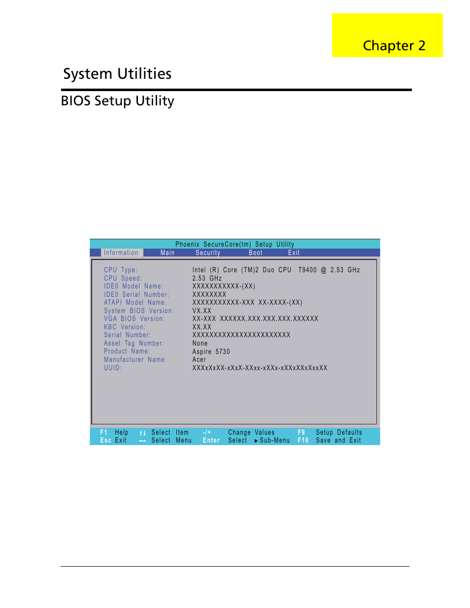 System utilities, Bios setup utility, Chapter 2 | Acer 5730Z/5330 User Manual | Page 43 / 172