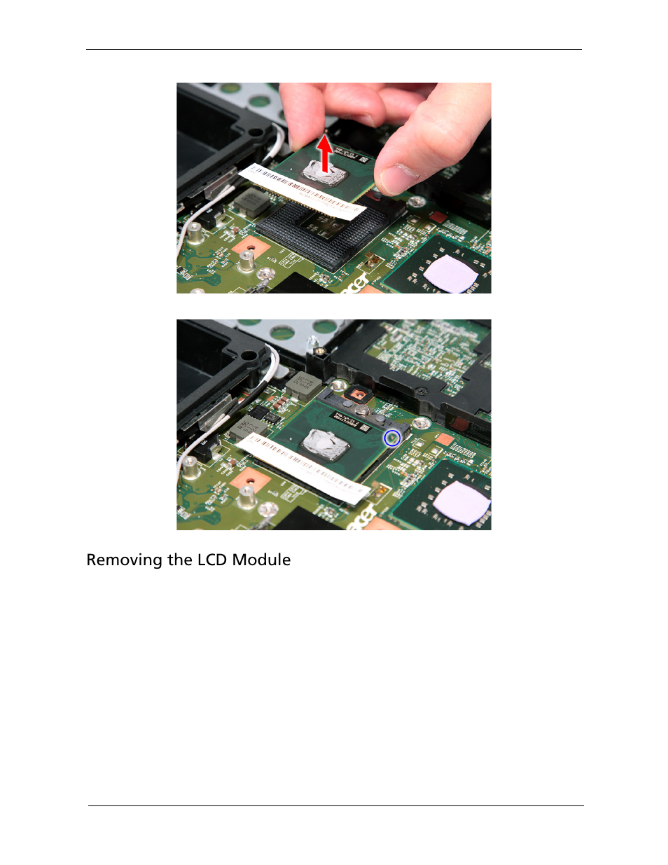 Removing the lcd module | Acer 5730Z/5330 User Manual | Page 77 / 172