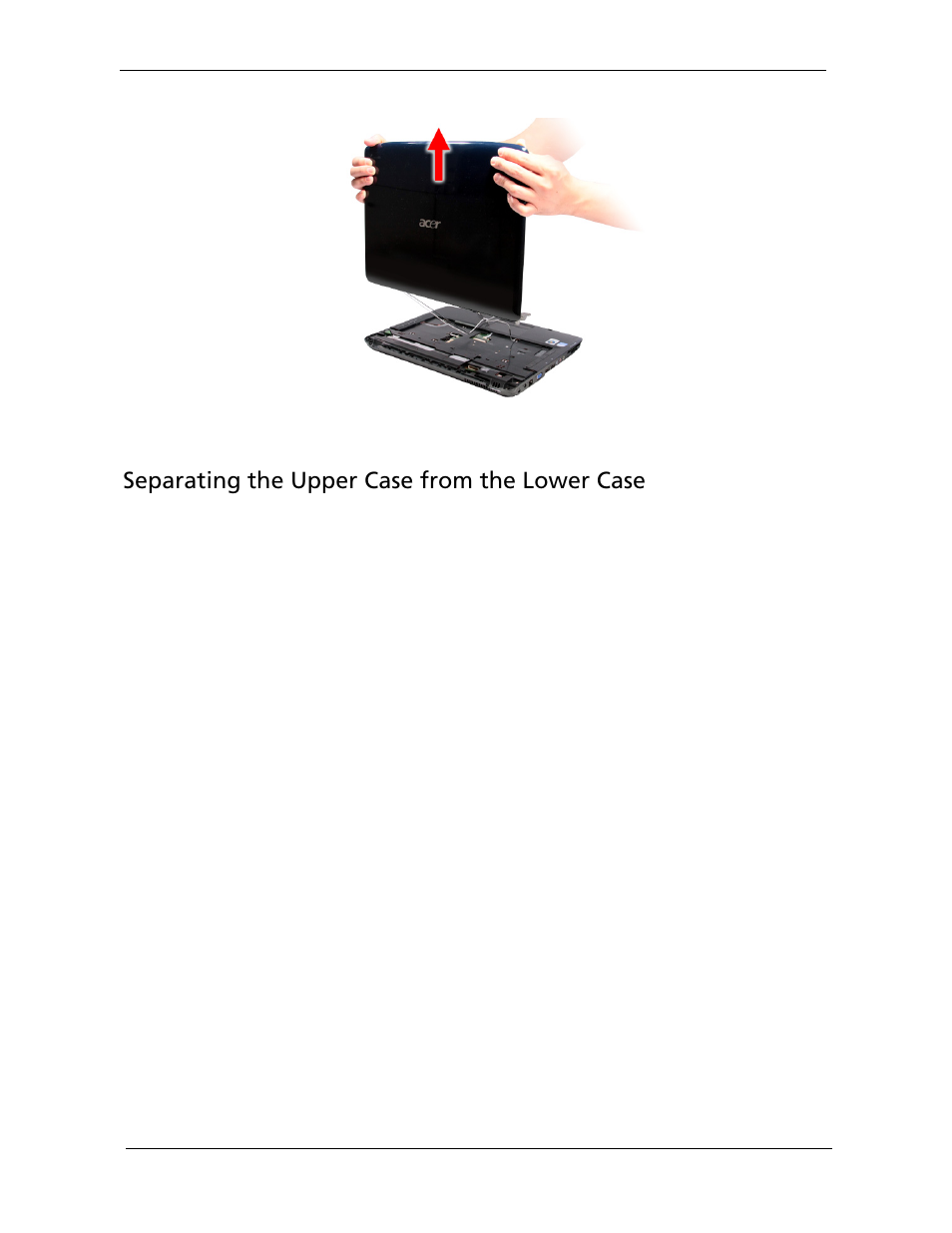 Separating the upper case from the lower case | Acer 5730Z/5330 User Manual | Page 80 / 172