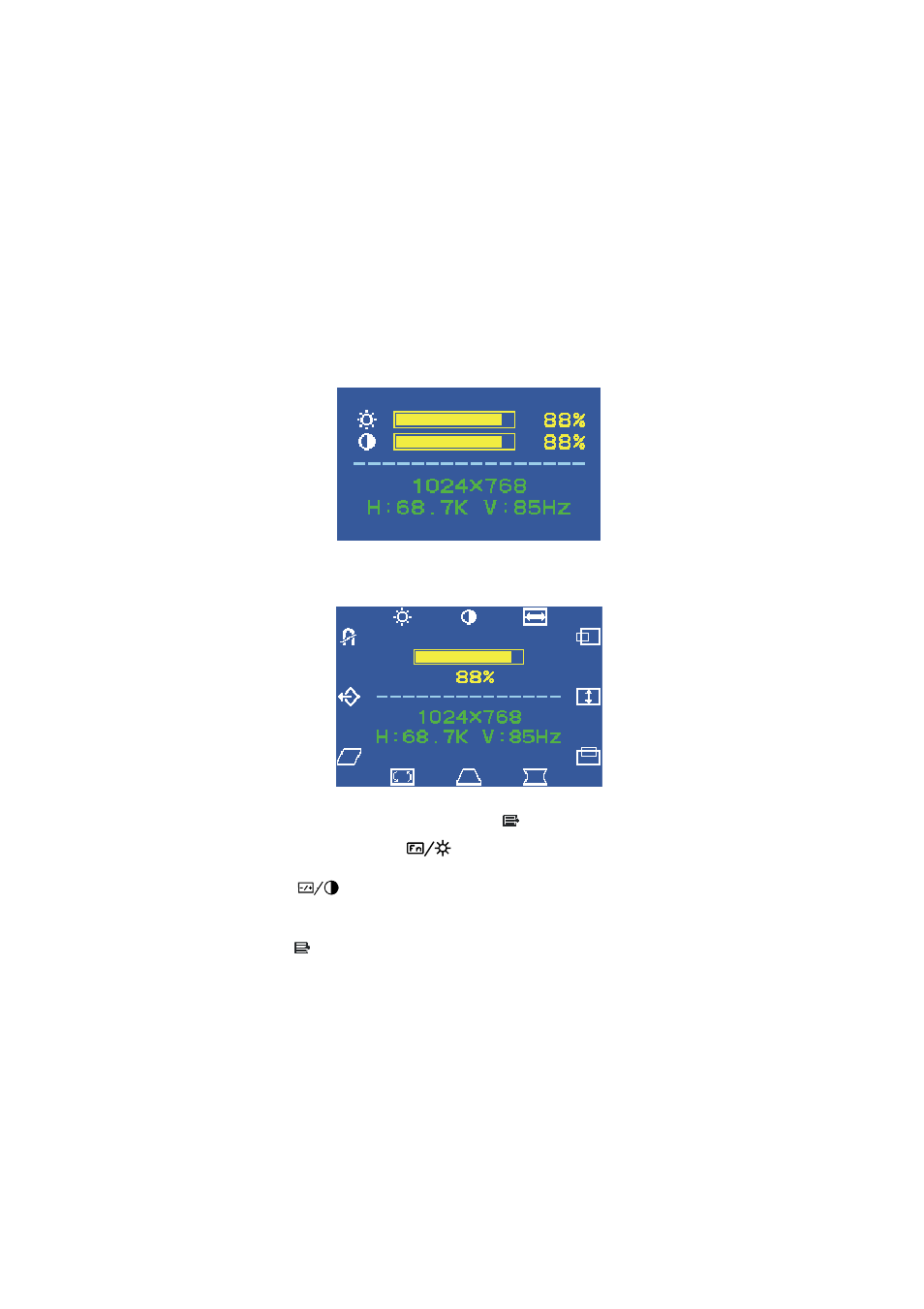 Adjusting the brightness and contrast, Osd function description | Acer AC501 User Manual | Page 9 / 13