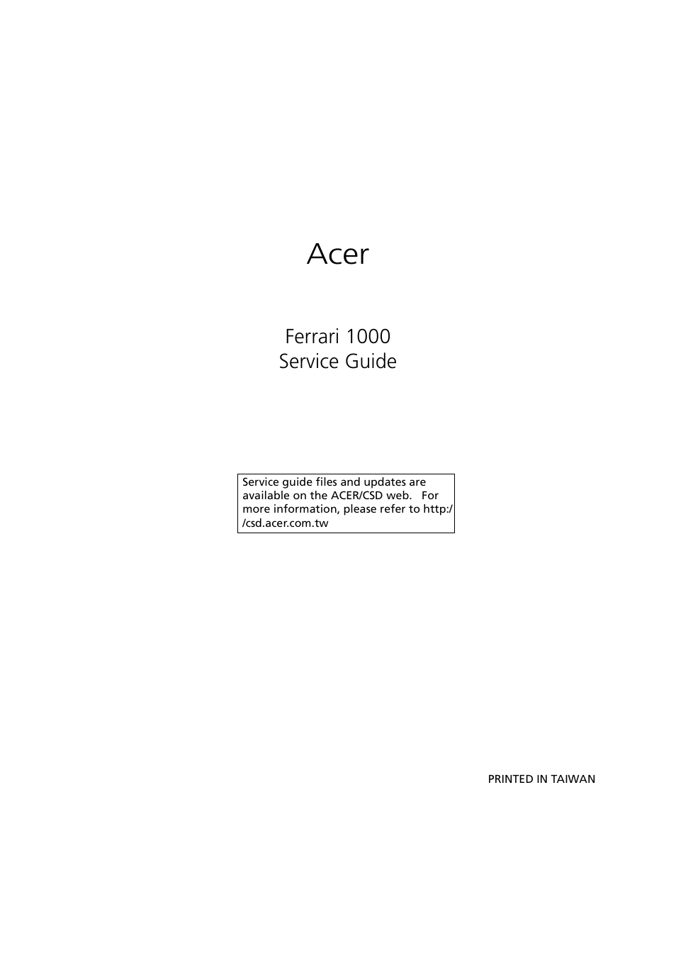 Acer 1000 User Manual | 122 pages