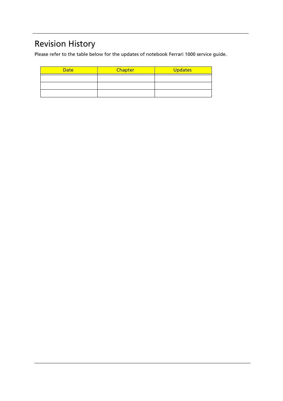 Revision history | Acer 1000 User Manual | Page 2 / 122