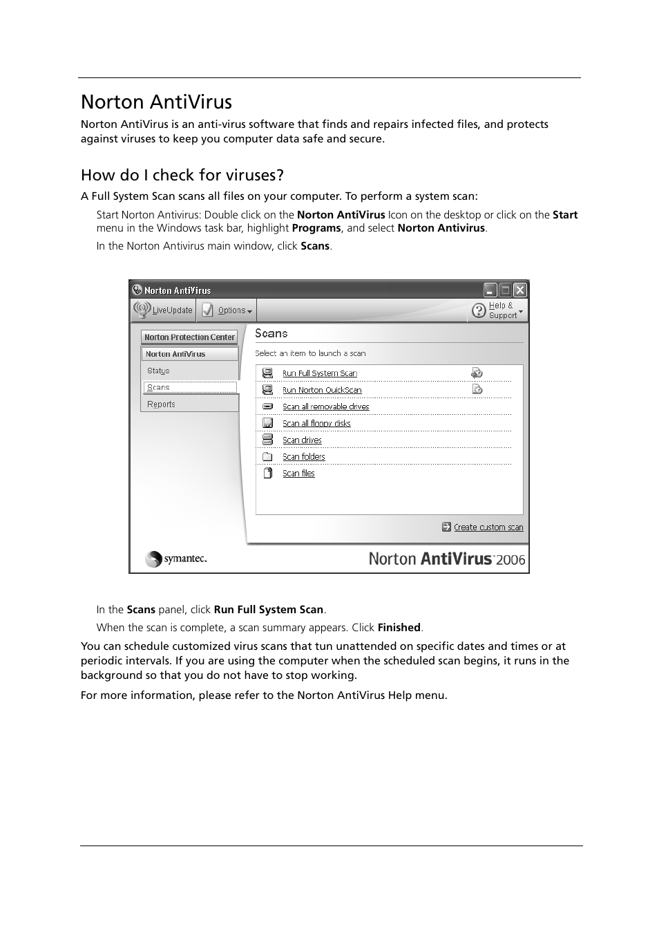 Norton antivirus, How do i check for viruses | Acer 1000 User Manual | Page 53 / 122