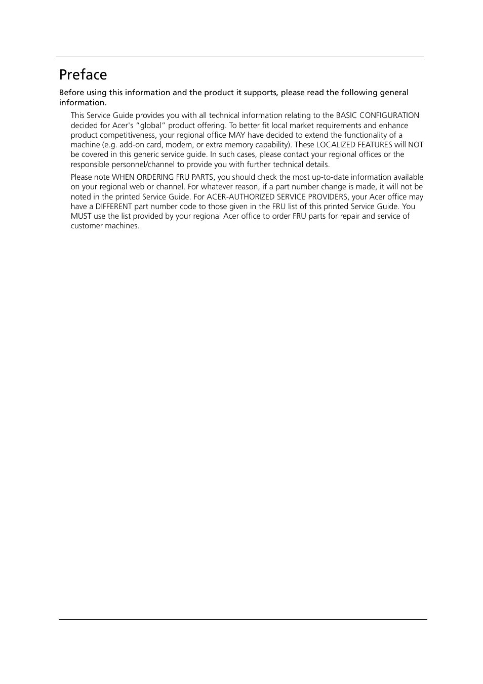 Preface | Acer 1000 User Manual | Page 6 / 122