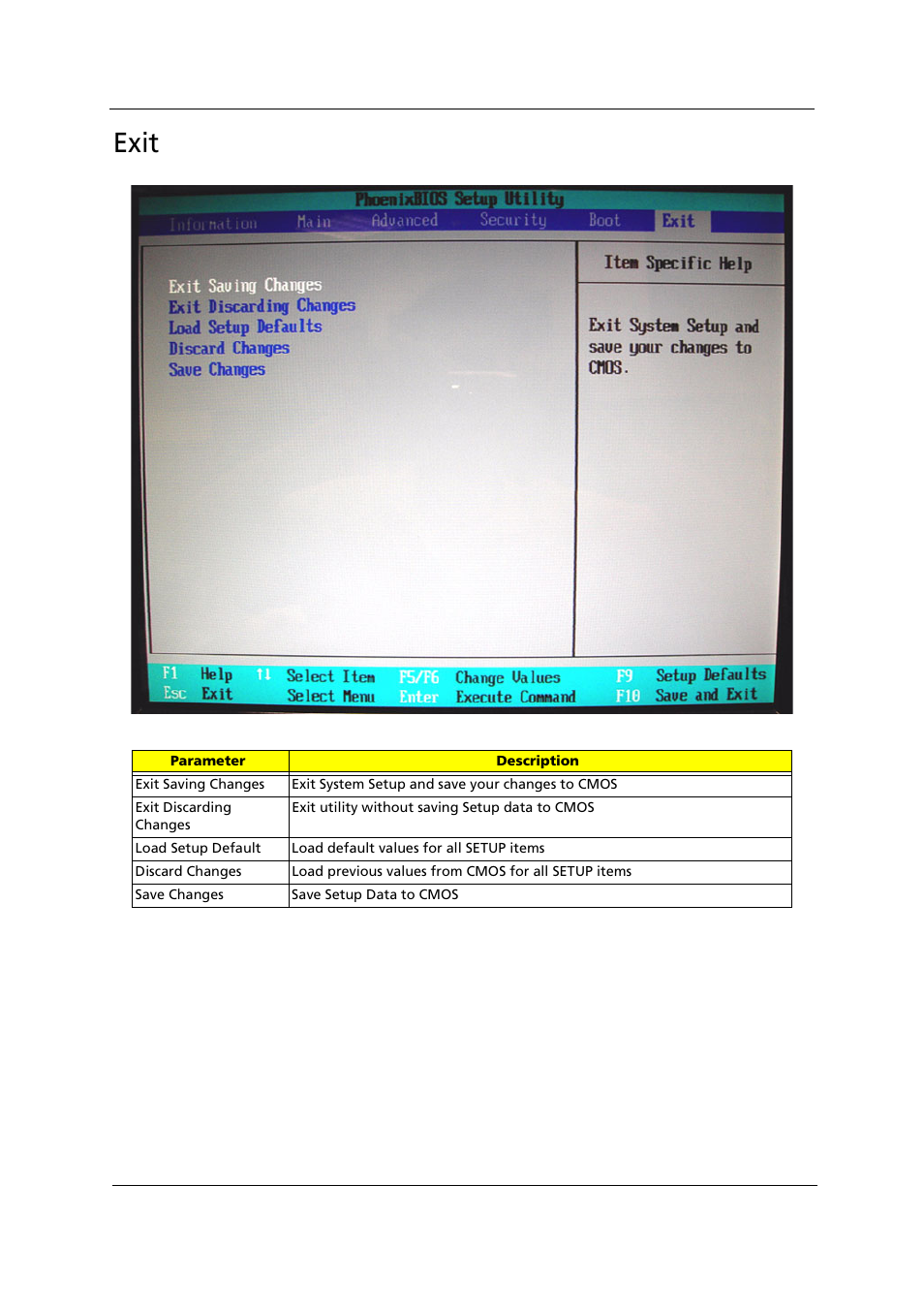 Exit | Acer 1000 User Manual | Page 71 / 122