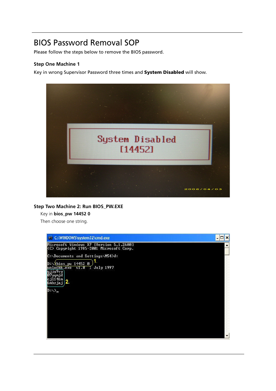 Bios password removal sop | Acer 1000 User Manual | Page 72 / 122