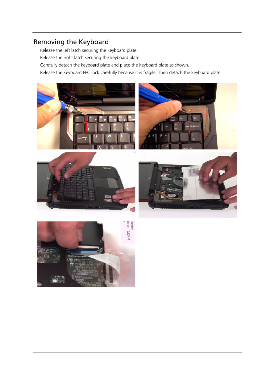 Removing the keyboard | Acer 1000 User Manual | Page 80 / 122