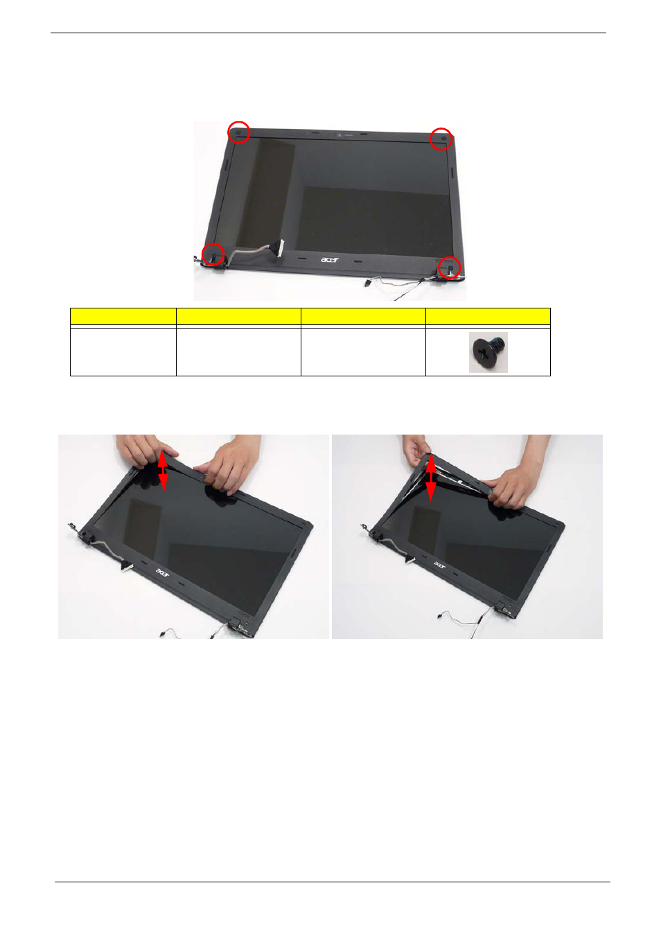 Removing the lcd bezel | Acer 5538 User Manual | Page 102 / 226