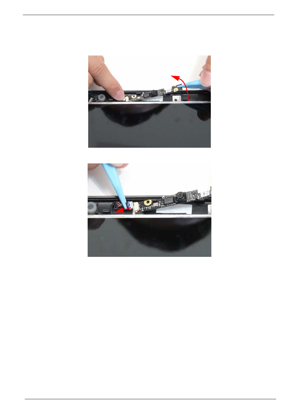 Removing the camera board | Acer 5538 User Manual | Page 104 / 226