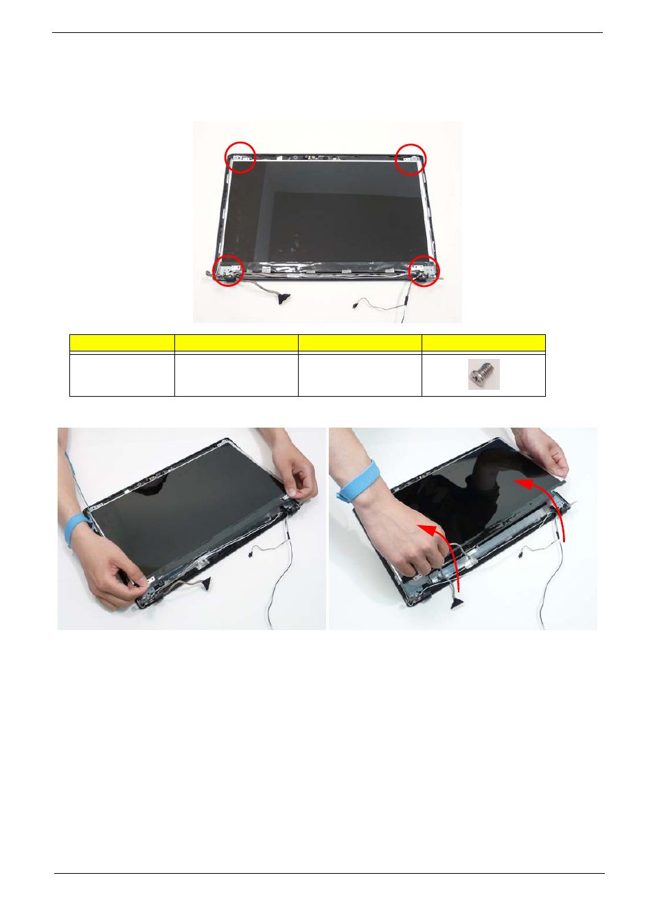 Removing the lcd panel | Acer 5538 User Manual | Page 105 / 226