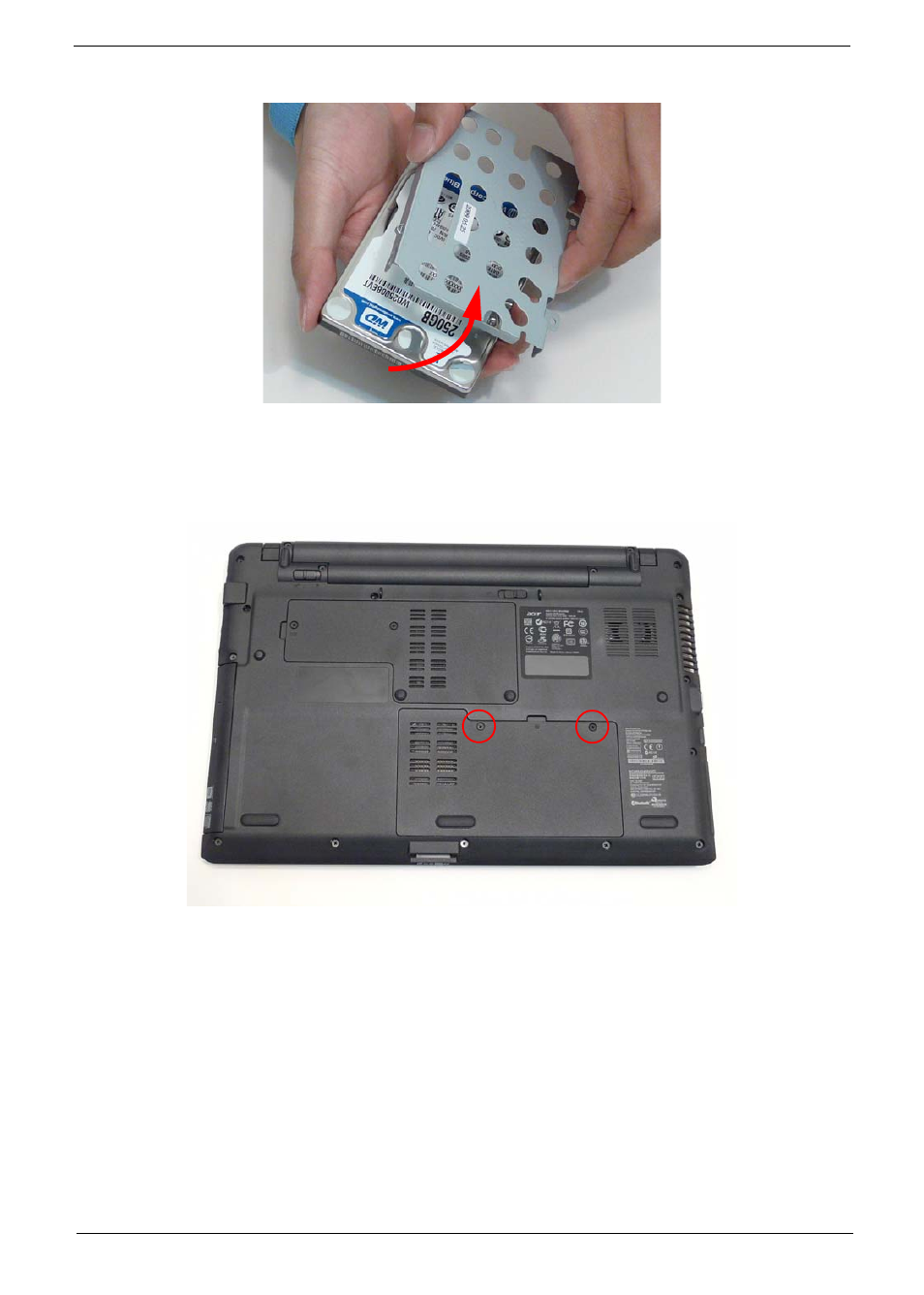 Removing the optical disk drive module | Acer 5538 User Manual | Page 59 / 226