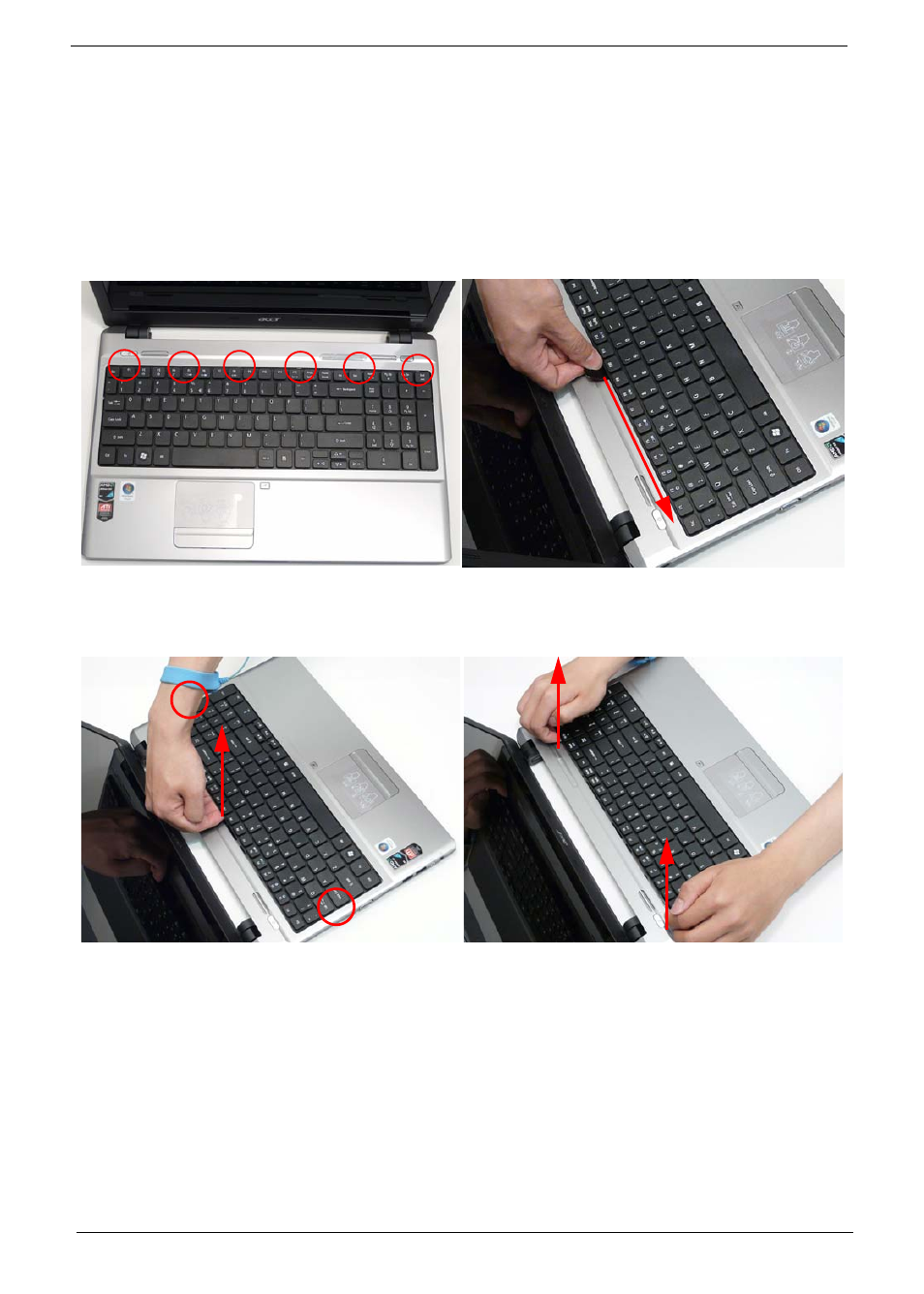 Removing the keyboard | Acer 5538 User Manual | Page 70 / 226