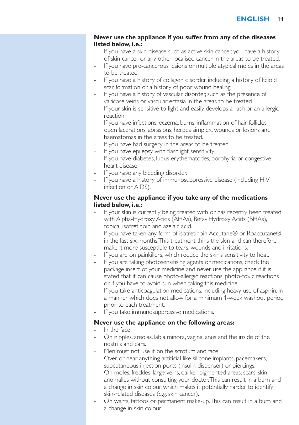 Philips Lumea IPL Haarentfernungssystem User Manual | Page 11 / 102