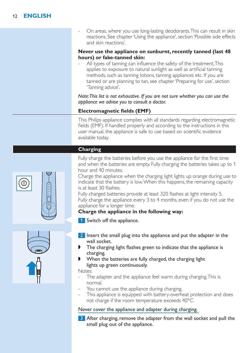 Philips Lumea IPL Haarentfernungssystem User Manual | Page 12 / 102