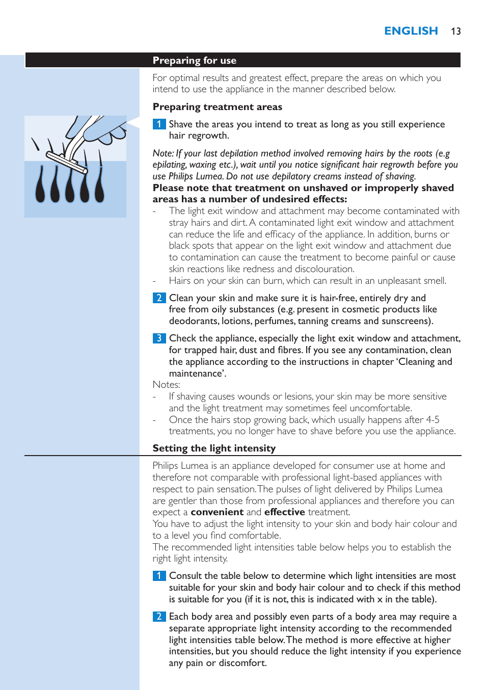 Philips Lumea IPL Haarentfernungssystem User Manual | Page 13 / 102