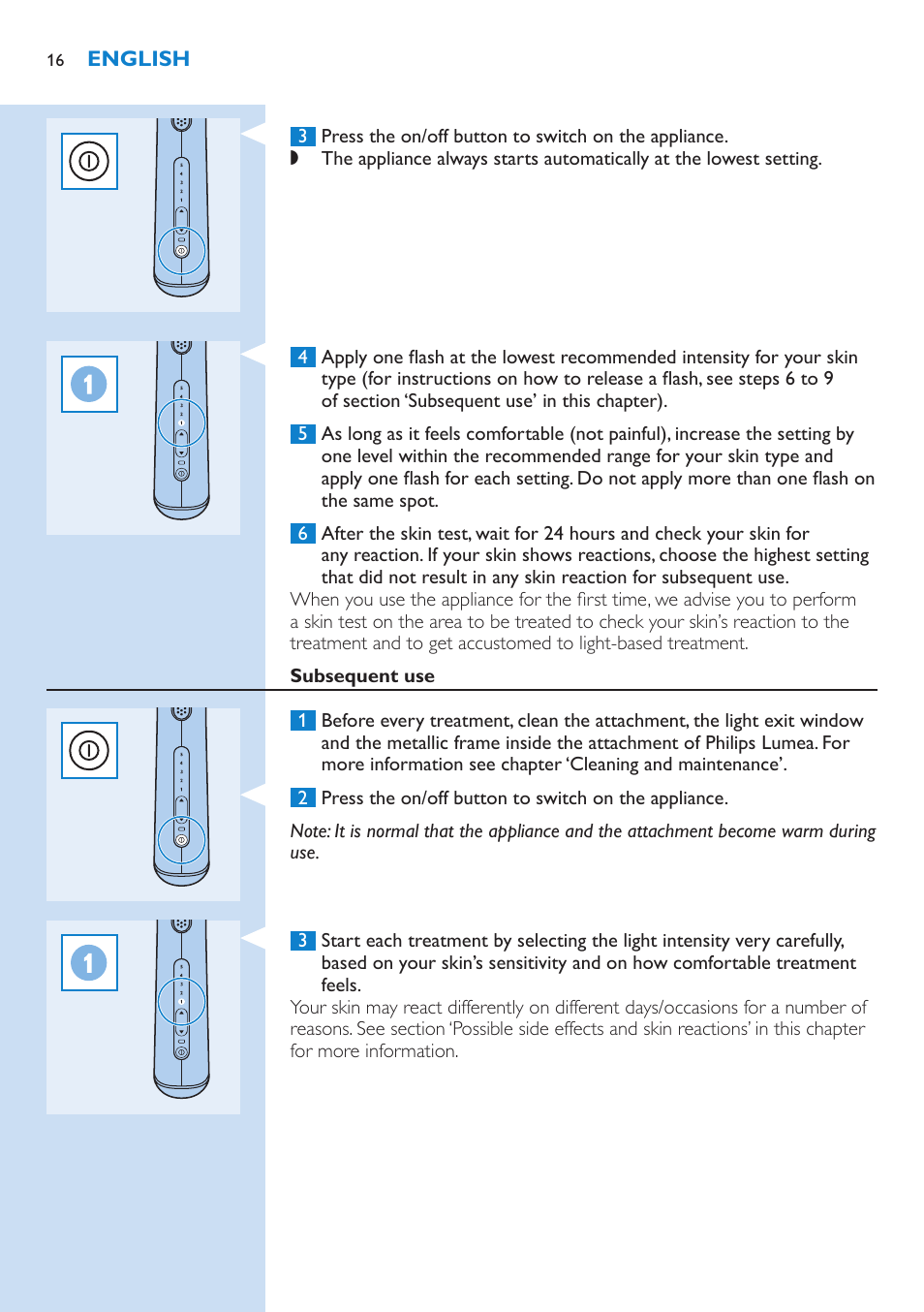 Philips Lumea IPL Haarentfernungssystem User Manual | Page 16 / 102
