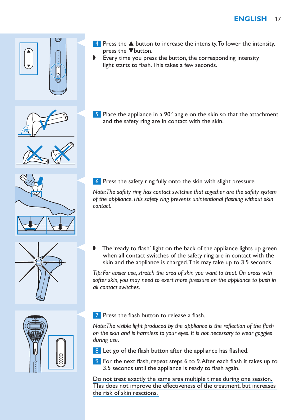 Philips Lumea IPL Haarentfernungssystem User Manual | Page 17 / 102