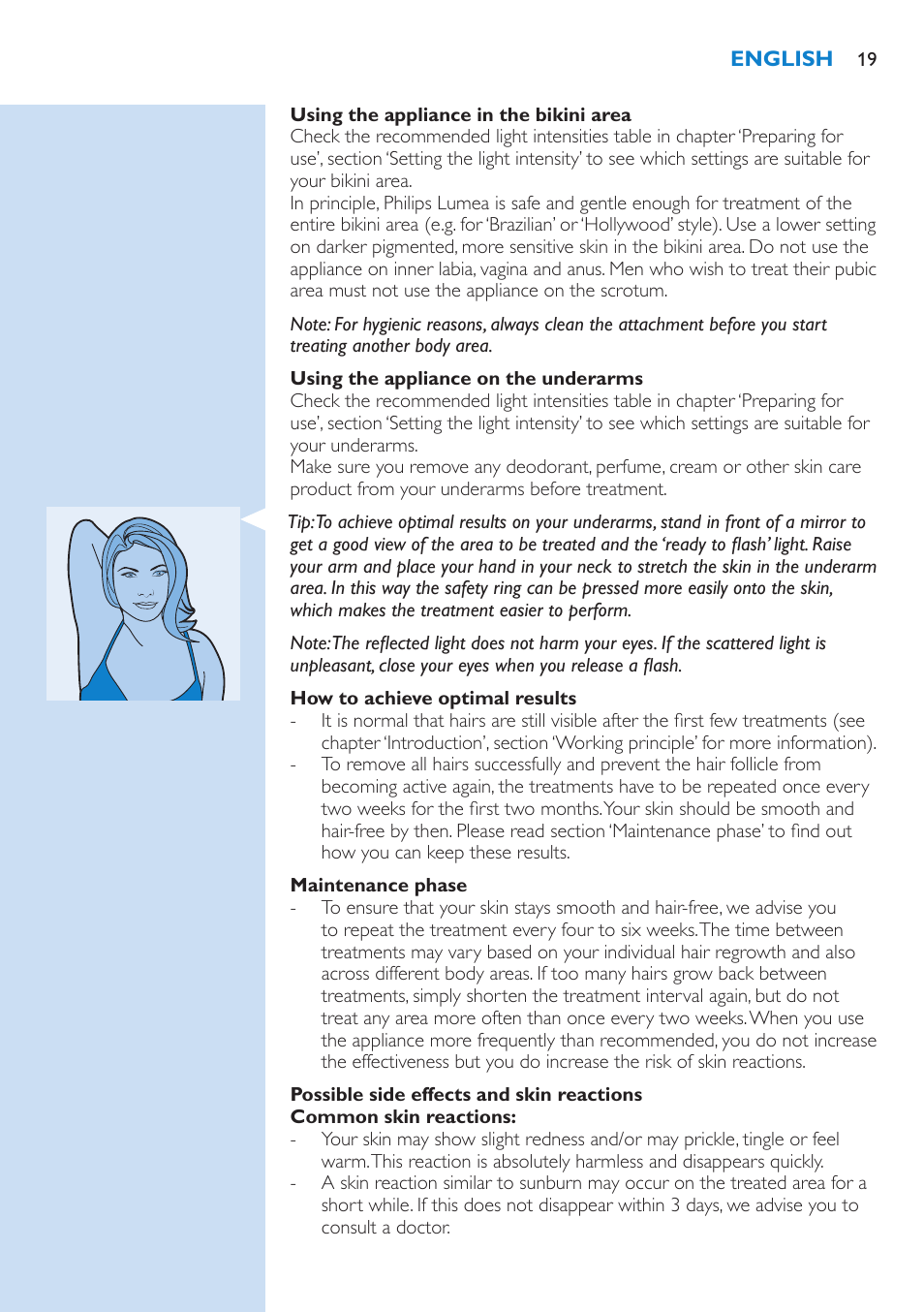 Philips Lumea IPL Haarentfernungssystem User Manual | Page 19 / 102
