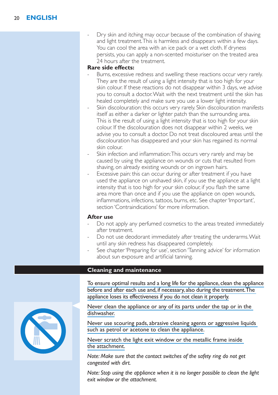 Philips Lumea IPL Haarentfernungssystem User Manual | Page 20 / 102