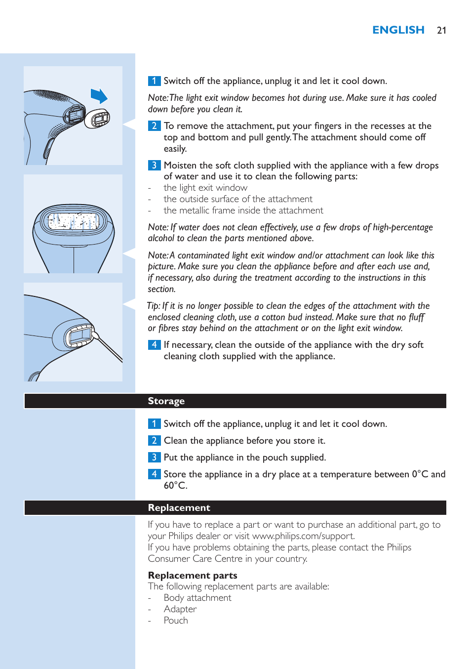 Philips Lumea IPL Haarentfernungssystem User Manual | Page 21 / 102
