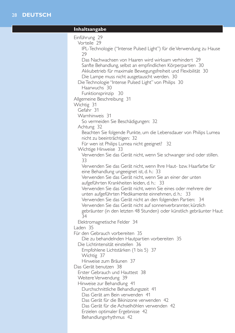 Deutsch, Deutsch 2 | Philips Lumea IPL Haarentfernungssystem User Manual | Page 28 / 102