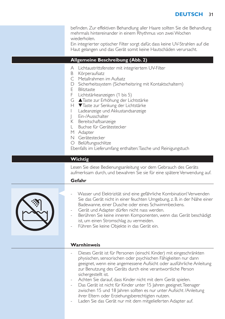 Philips Lumea IPL Haarentfernungssystem User Manual | Page 31 / 102