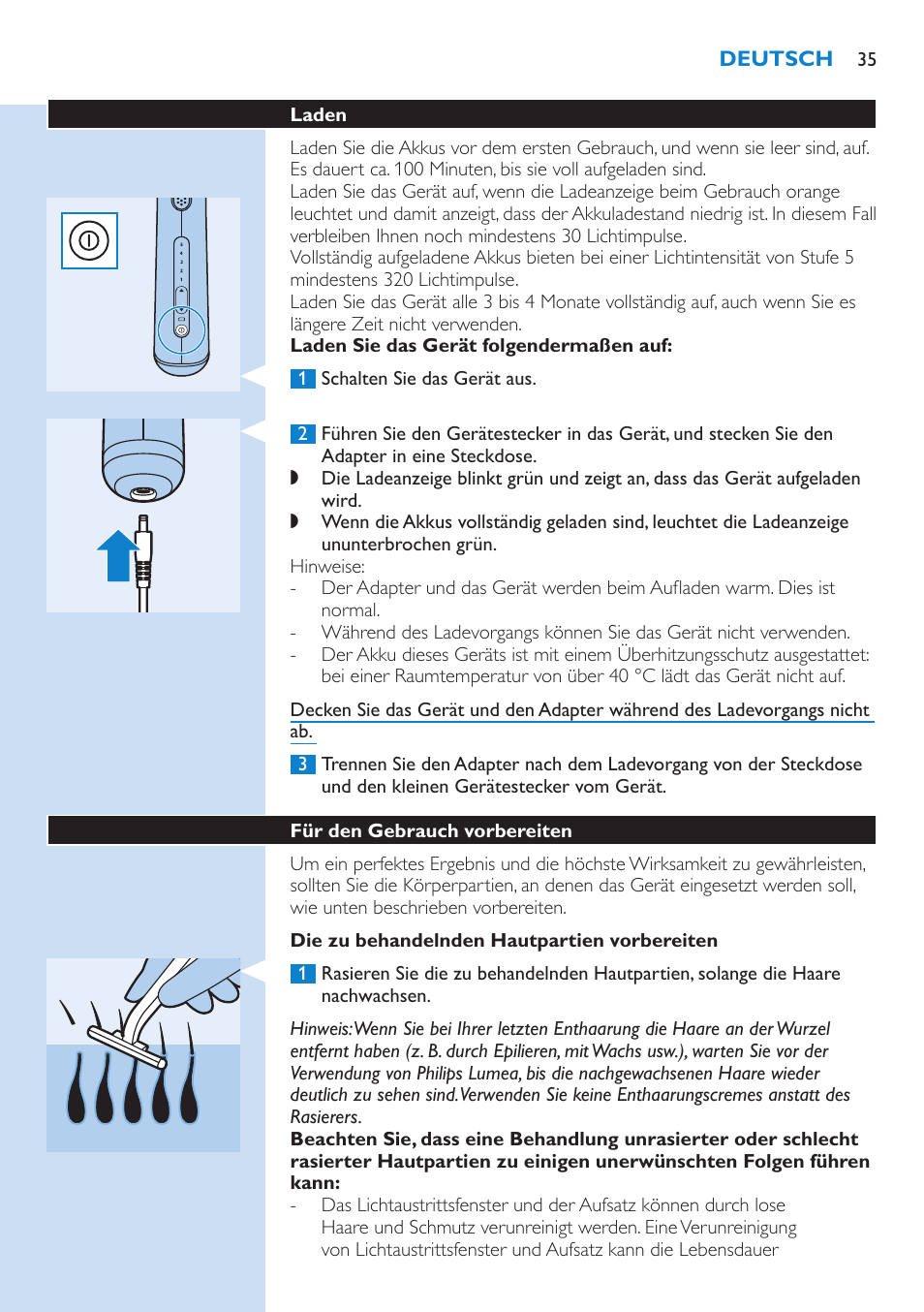 Philips Lumea IPL Haarentfernungssystem User Manual | Page 35 / 102