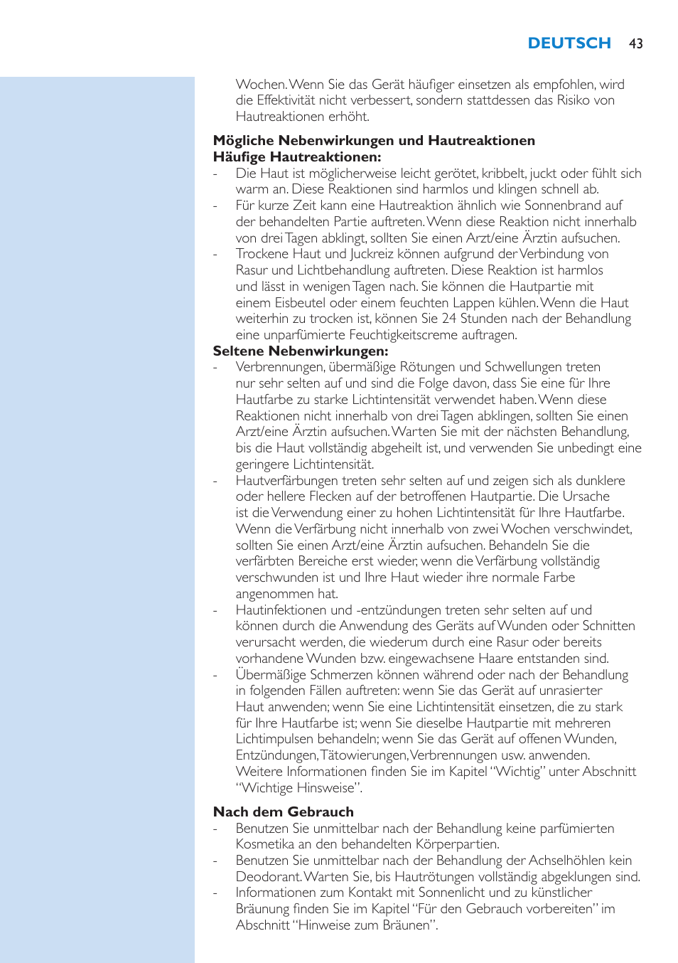 Philips Lumea IPL Haarentfernungssystem User Manual | Page 43 / 102
