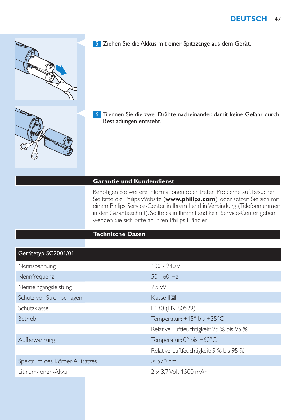 Philips Lumea IPL Haarentfernungssystem User Manual | Page 47 / 102