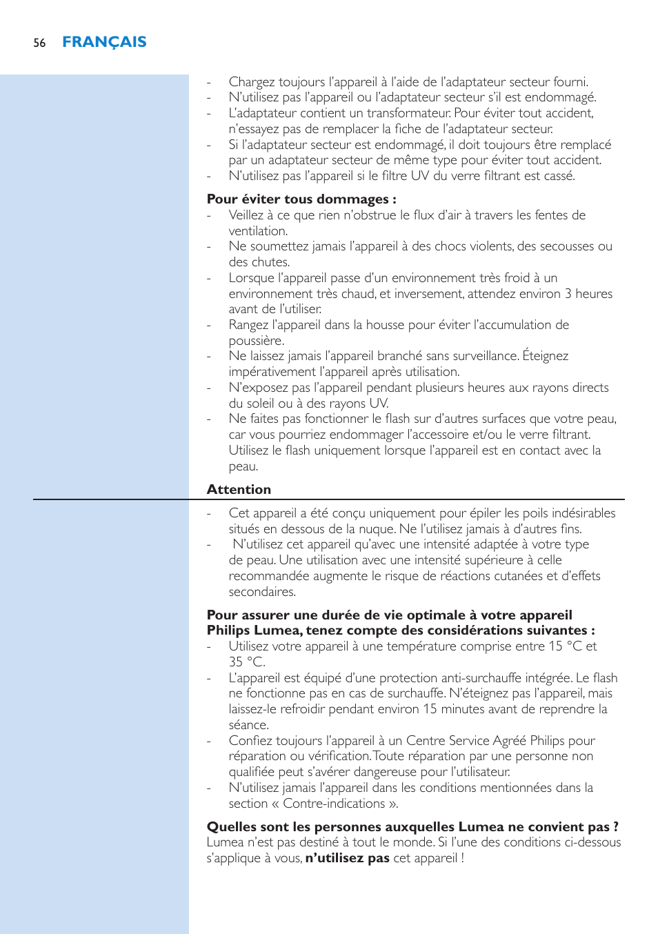 Philips Lumea IPL Haarentfernungssystem User Manual | Page 56 / 102