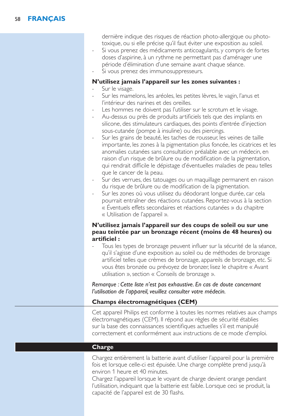 Philips Lumea IPL Haarentfernungssystem User Manual | Page 58 / 102