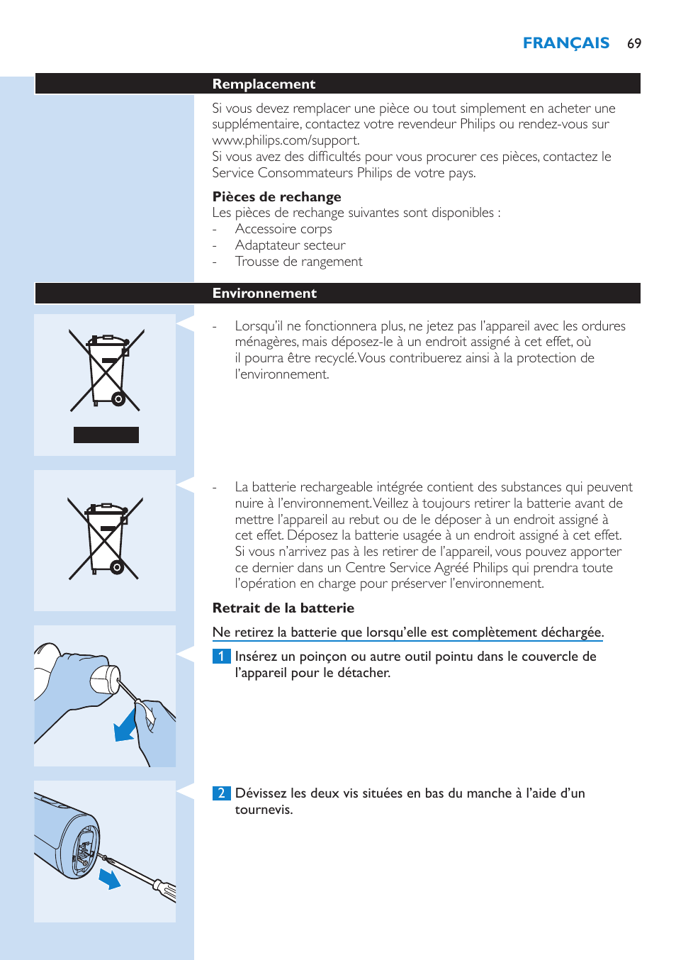 Philips Lumea IPL Haarentfernungssystem User Manual | Page 69 / 102