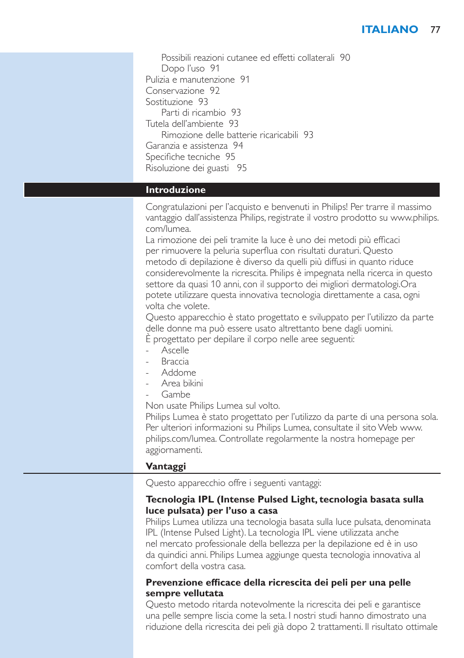 Philips Lumea IPL Haarentfernungssystem User Manual | Page 77 / 102