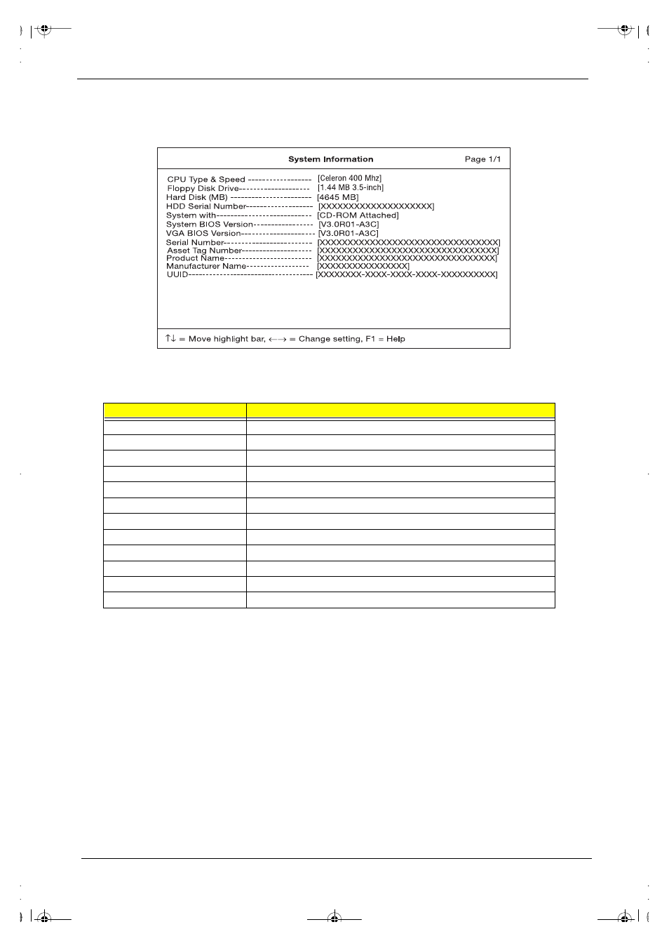 System information, Bios setup utility | Acer 505 User Manual | Page 34 / 104