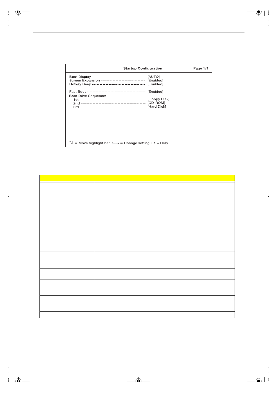 Startup configuration | Acer 505 User Manual | Page 37 / 104