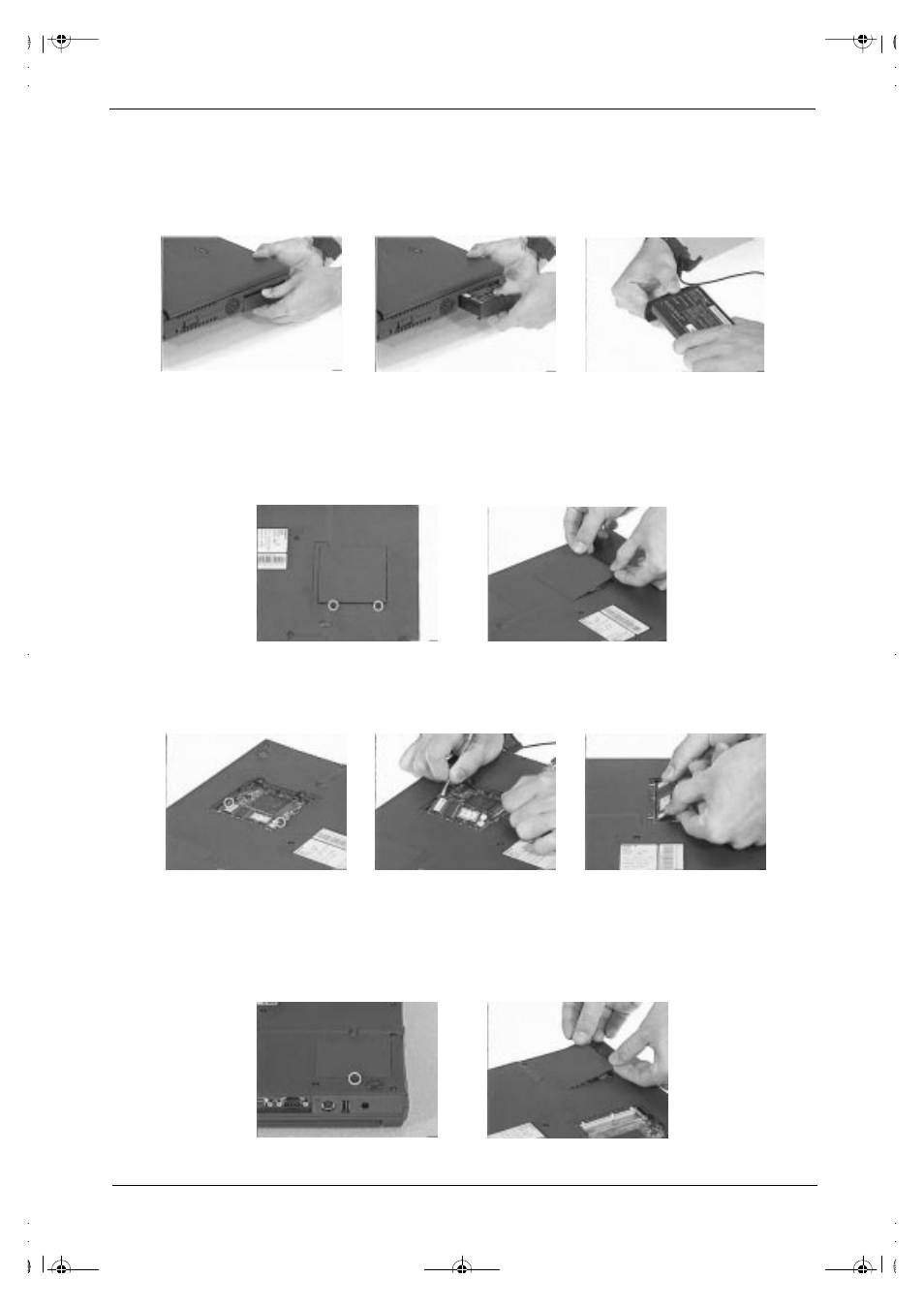 Removing the battery pack, Removing the dimm, Removing the modem board | Acer 505 User Manual | Page 51 / 104