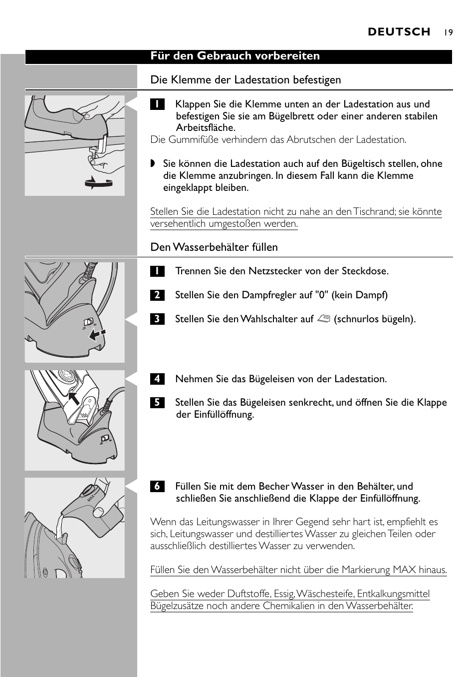 Philips Kabelloses Dampfbügeleisen User Manual | Page 19 / 90