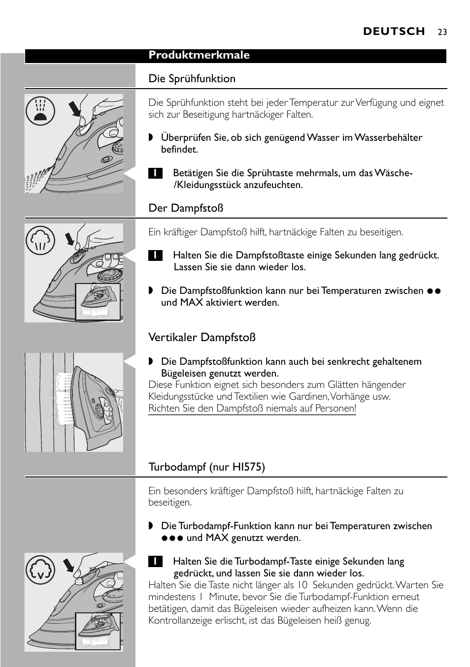 Philips Kabelloses Dampfbügeleisen User Manual | Page 23 / 90