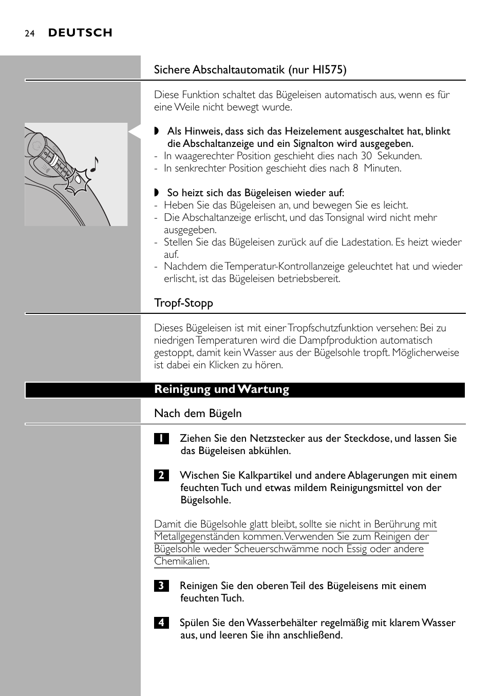 Philips Kabelloses Dampfbügeleisen User Manual | Page 24 / 90