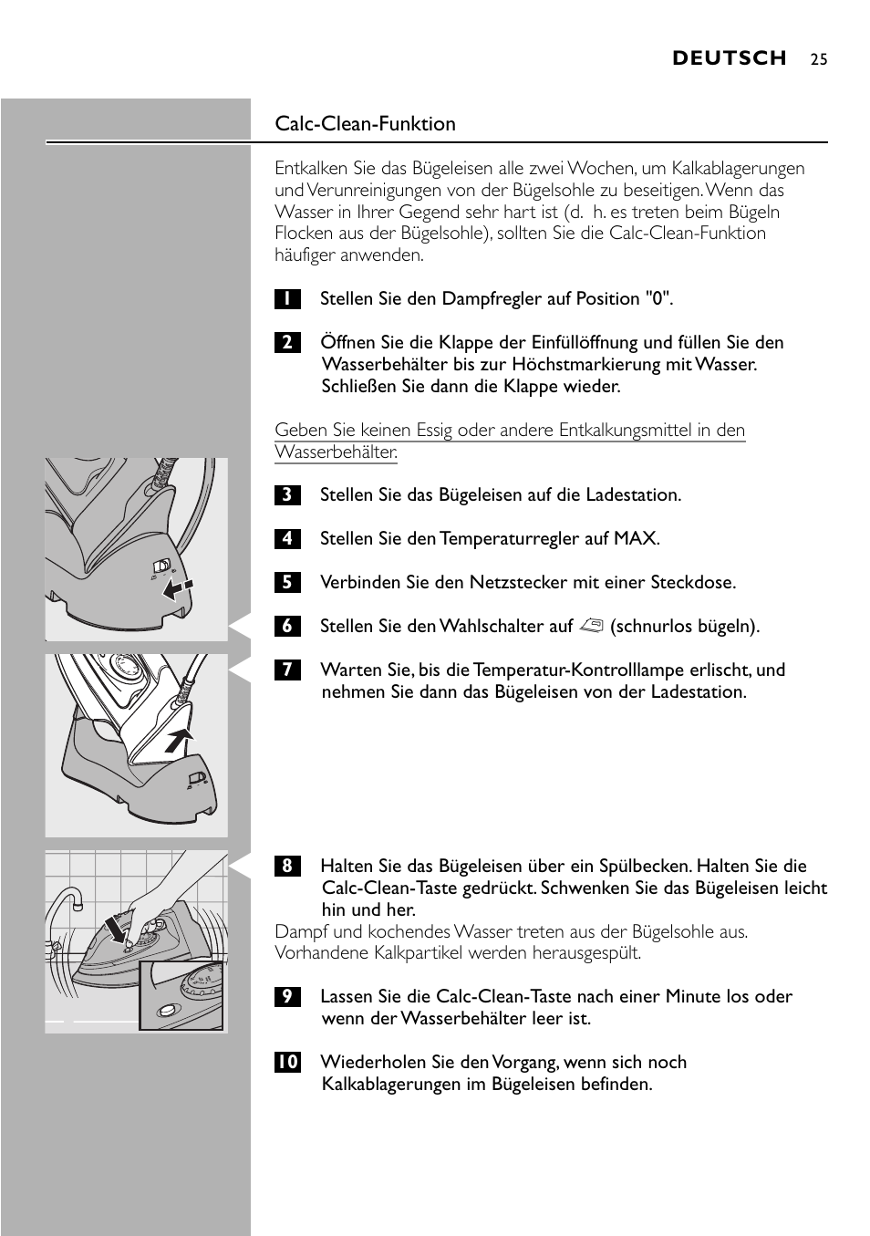 Philips Kabelloses Dampfbügeleisen User Manual | Page 25 / 90