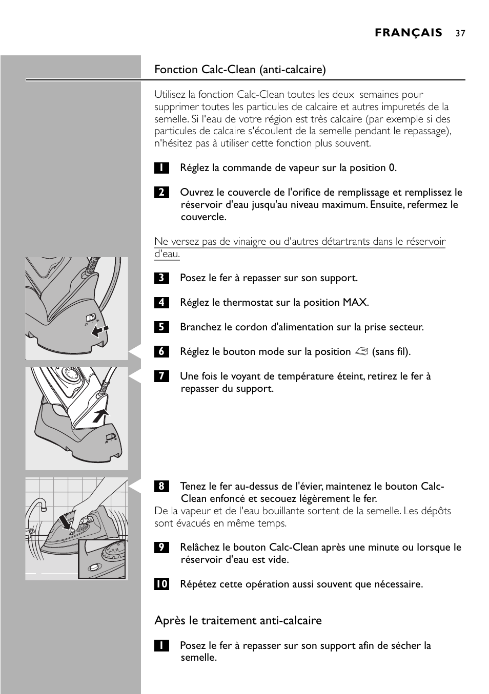 Philips Kabelloses Dampfbügeleisen User Manual | Page 37 / 90