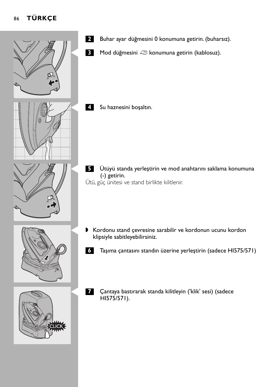 Türkçe | Philips Kabelloses Dampfbügeleisen User Manual | Page 86 / 90