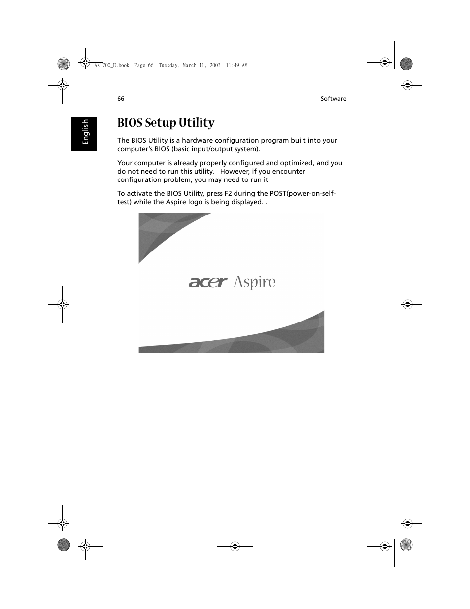 Bios setup utility | Acer 1700 User Manual | Page 77 / 103