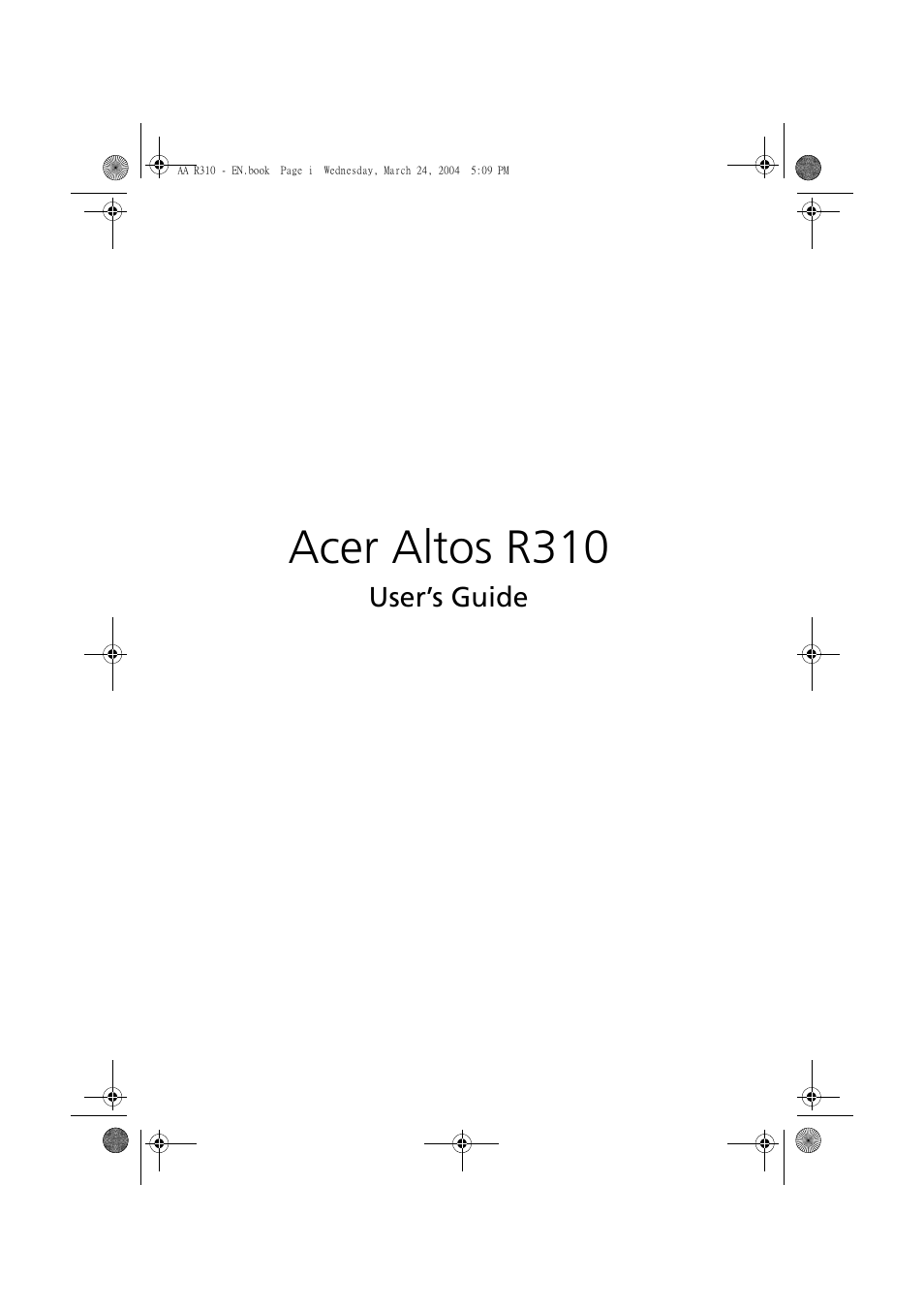 Acer Altos R310 User Manual | 122 pages