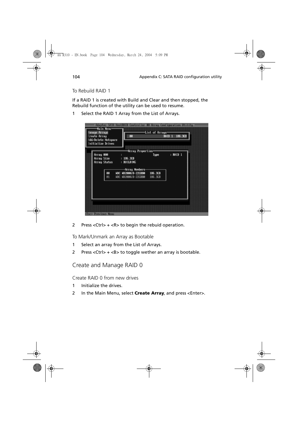 Create and manage raid 0 | Acer Altos R310 User Manual | Page 114 / 122