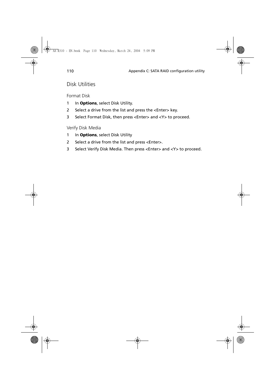 Disk utilities | Acer Altos R310 User Manual | Page 120 / 122