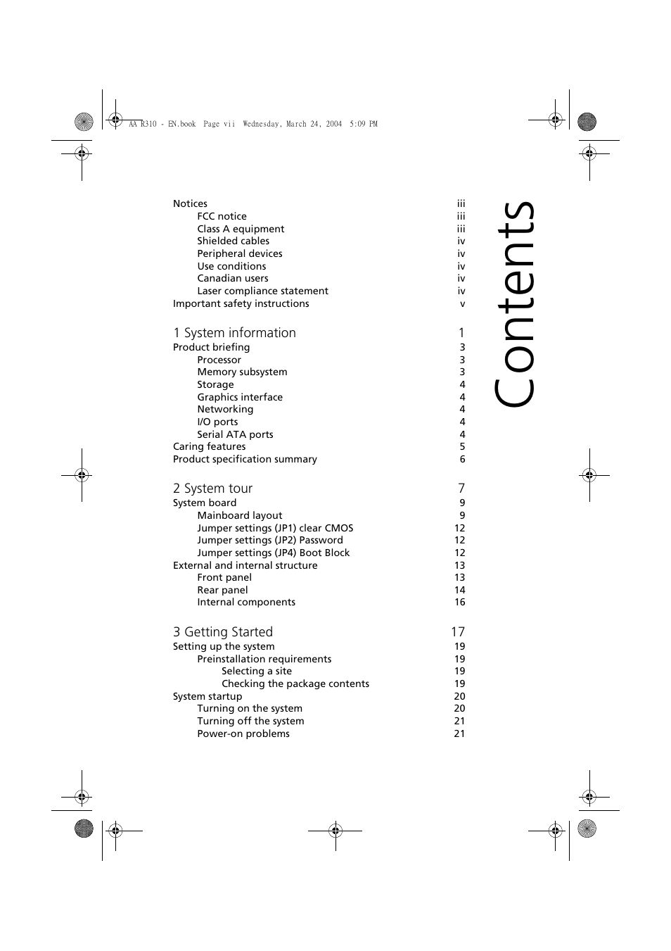 Acer Altos R310 User Manual | Page 7 / 122