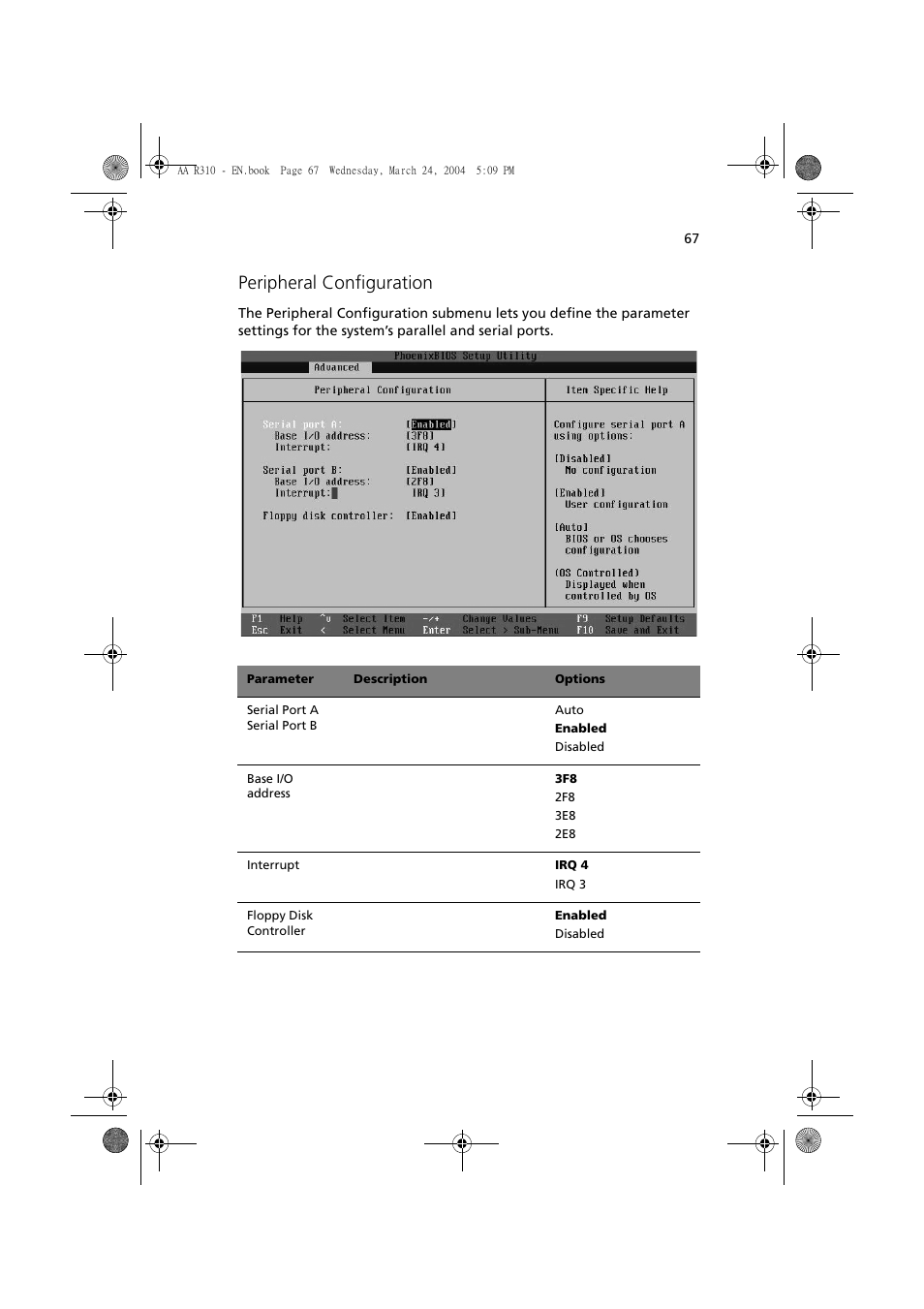 Peripheral configuration | Acer Altos R310 User Manual | Page 77 / 122